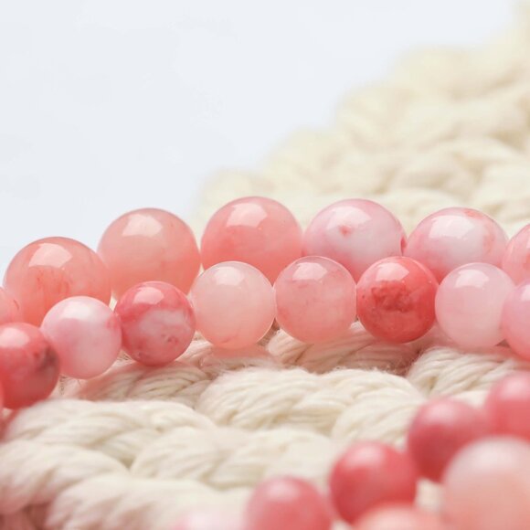 8mm Pink Persian Jade Round Beads Jewelry Making - Picture 2 of 3